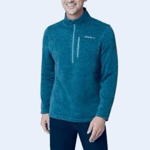 Eddie Bauer Turquoise Quarter Zip Up Pullover Sweater Jacket Fleece